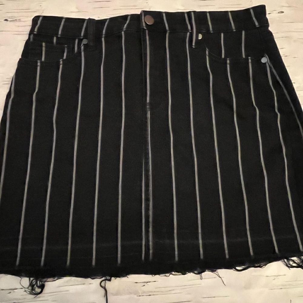 Tinsel pinstripe jean mini skirt